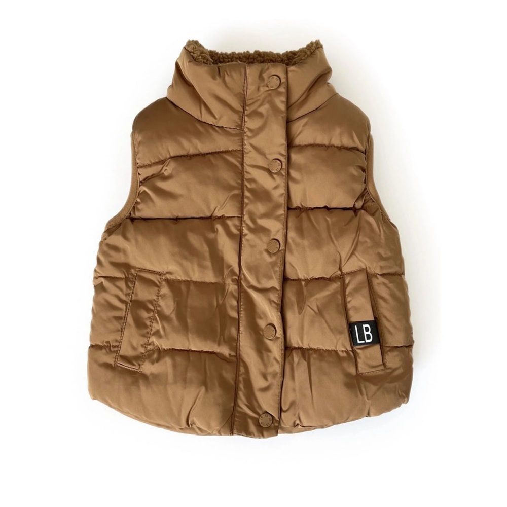 Little Bipsy Sherpa lined puffer vest- camel